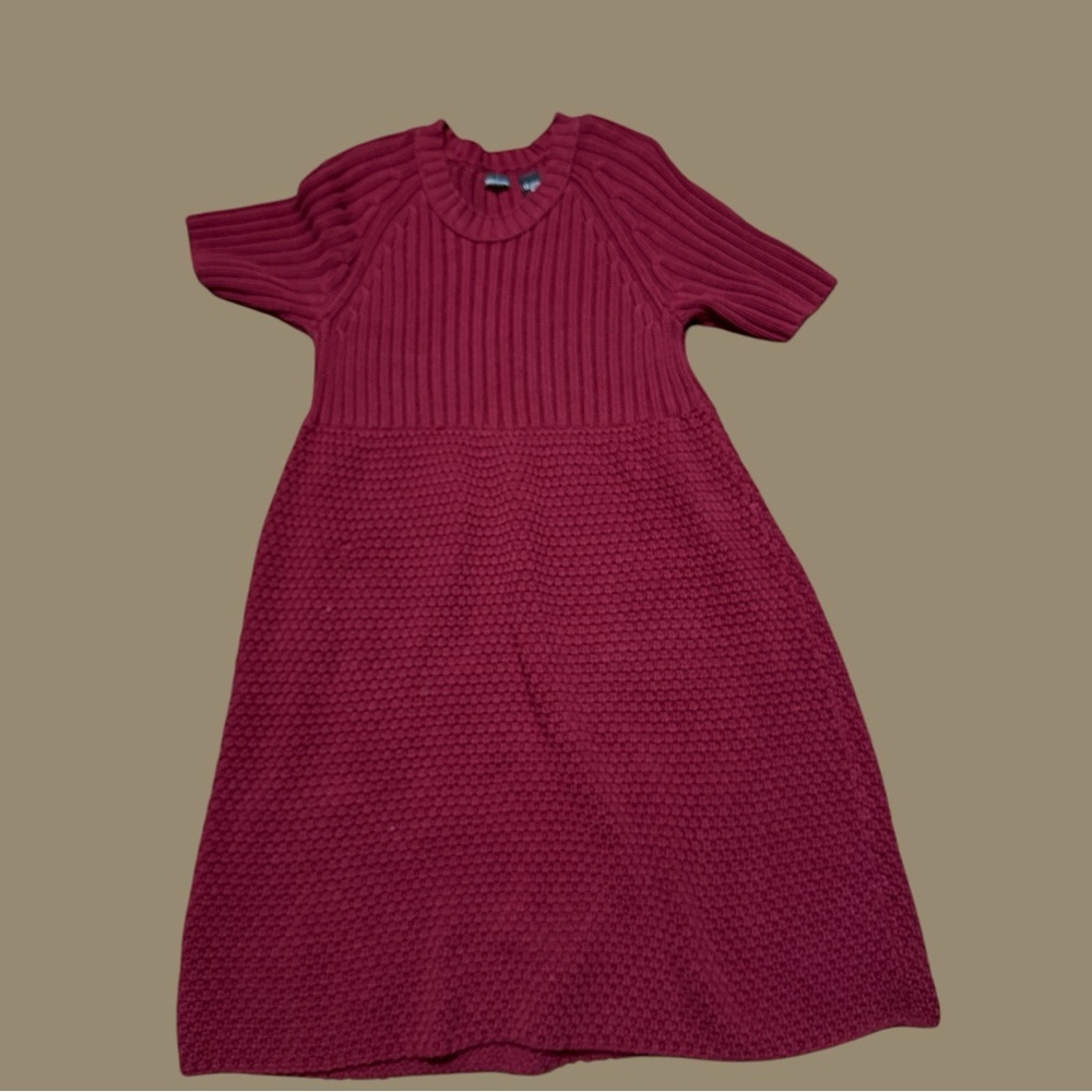 Moda International Red Ribbed A-Line Sweater Dress
